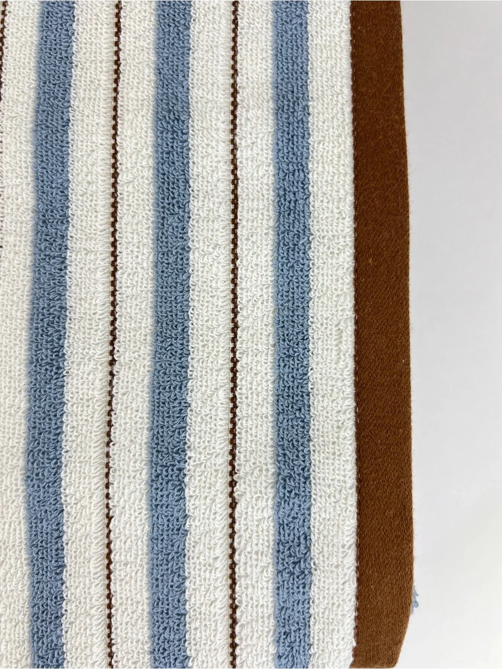 Bianca Bath Towel Set Blue Cream Brown Striped Soft Cotton Portugal 2 Pc NEW